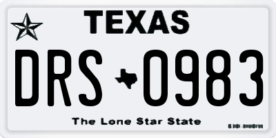 TX license plate DRS0983