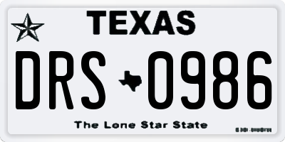 TX license plate DRS0986