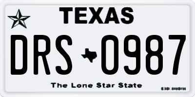 TX license plate DRS0987