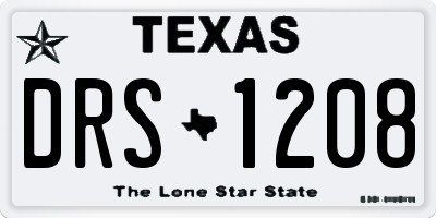 TX license plate DRS1208