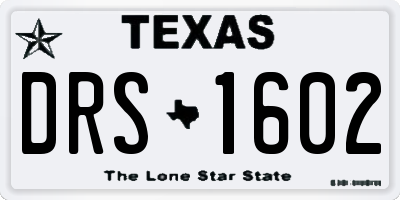TX license plate DRS1602