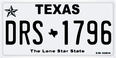 TX license plate DRS1796