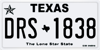 TX license plate DRS1838