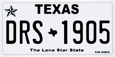 TX license plate DRS1905