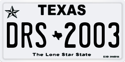 TX license plate DRS2003