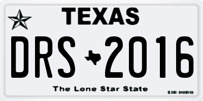 TX license plate DRS2016
