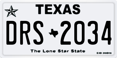 TX license plate DRS2034