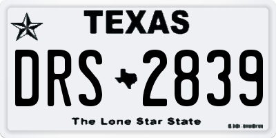 TX license plate DRS2839