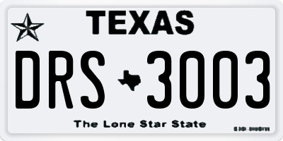 TX license plate DRS3003