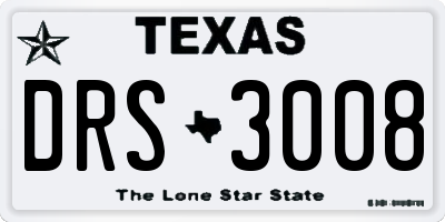 TX license plate DRS3008