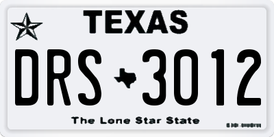 TX license plate DRS3012