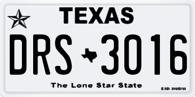 TX license plate DRS3016