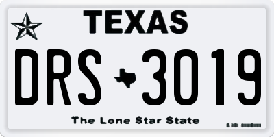 TX license plate DRS3019