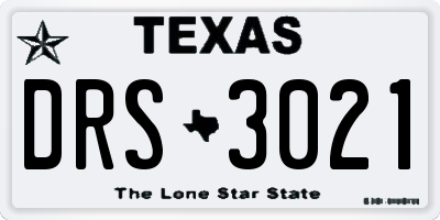 TX license plate DRS3021