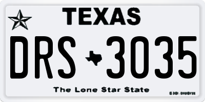 TX license plate DRS3035