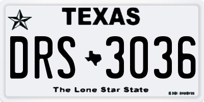 TX license plate DRS3036