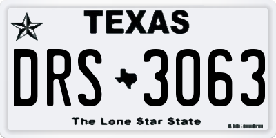 TX license plate DRS3063