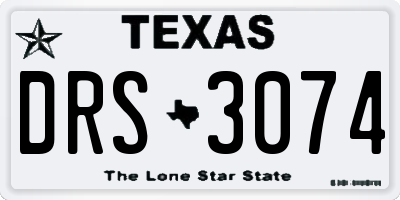 TX license plate DRS3074