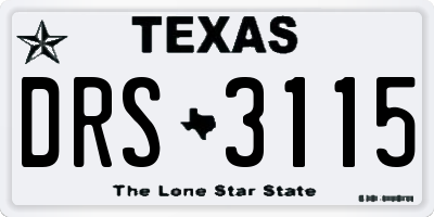 TX license plate DRS3115
