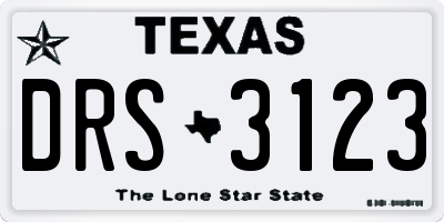 TX license plate DRS3123