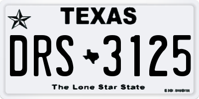 TX license plate DRS3125