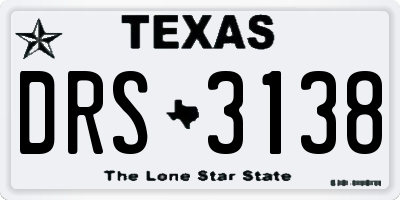 TX license plate DRS3138