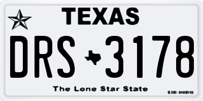 TX license plate DRS3178