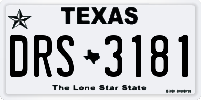 TX license plate DRS3181