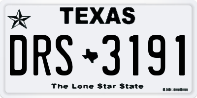 TX license plate DRS3191