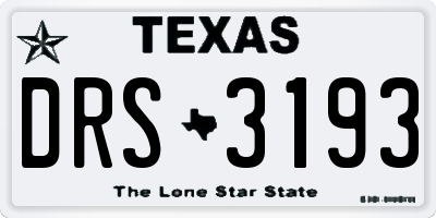 TX license plate DRS3193