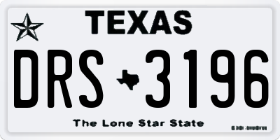 TX license plate DRS3196