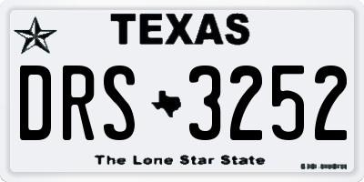 TX license plate DRS3252