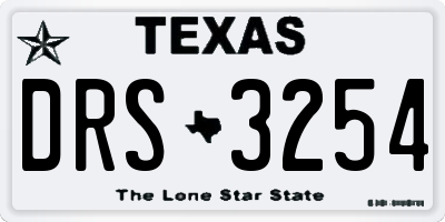 TX license plate DRS3254