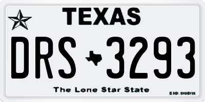 TX license plate DRS3293