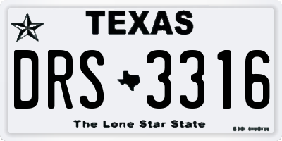 TX license plate DRS3316