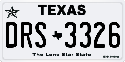 TX license plate DRS3326