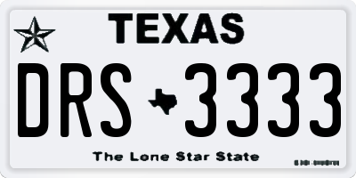 TX license plate DRS3333