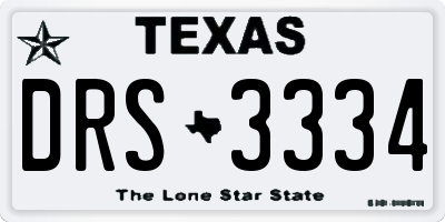 TX license plate DRS3334