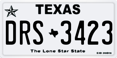 TX license plate DRS3423