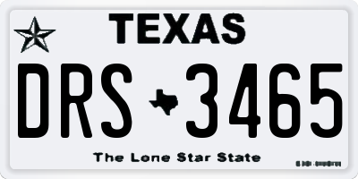 TX license plate DRS3465