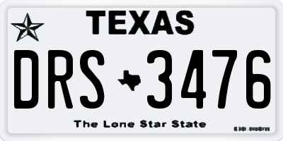 TX license plate DRS3476