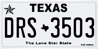TX license plate DRS3503