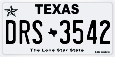 TX license plate DRS3542