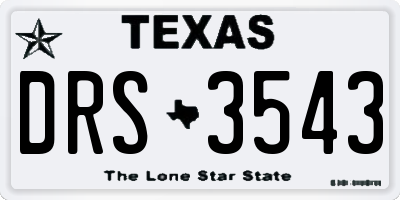 TX license plate DRS3543