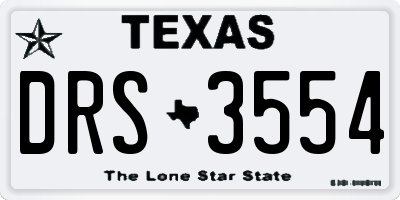 TX license plate DRS3554