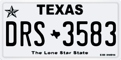 TX license plate DRS3583