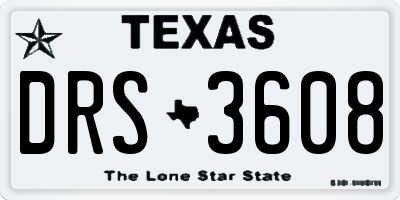 TX license plate DRS3608