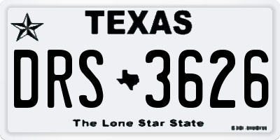 TX license plate DRS3626