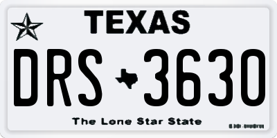 TX license plate DRS3630