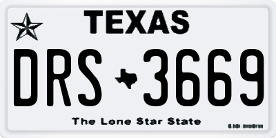 TX license plate DRS3669